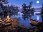 DIY-171 Moonlit night lake oil painting 40*50cm